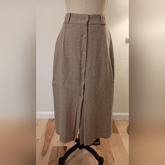 Vtg 70s Jason Roberts Wool Straight Midi Skirt - Picture 1 of 3